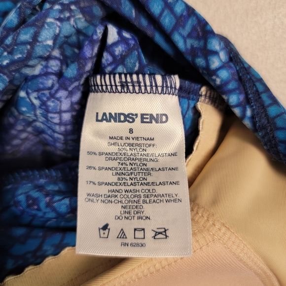 Lands End One Piece Swimsuit Multicolor Blue Purpl Built In Bra Women Size 8 - Picture 3 of 5